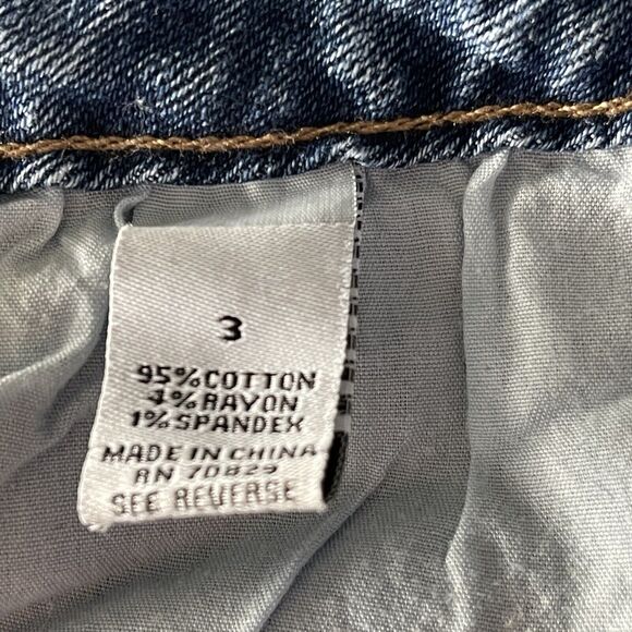 Rue21 JRs SZ 3 Festival Flare Jeans Hi-Rise Distressed Frayed Hems Two-Tone Boho - Picture 9 of 10